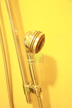 Photo for Shower head in bathroom interior, closeup - Royalty Free Image