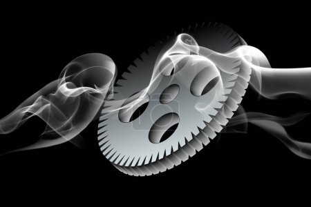 Photo for 3d illustration of a silver gear on black background. - Royalty Free Image
