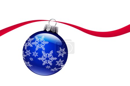 Téléchargez les photos : Magnifique ornement de Noël festif bleu sur fond blanc - en image libre de droit