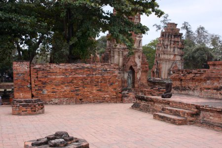 Photo for Abandoned and ruined brick temple, Wat Maha That, Ayutthaya province, Thailand. - Royalty Free Image