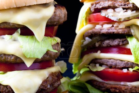 Photo for Close of delicious hamburgers   with lettuce on background, close up - Royalty Free Image