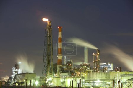 Photo for View of Industrial Factory At Night in Japan - Royalty Free Image
