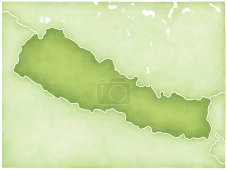 Téléchargez les photos : Carte verte du Népal isolée sur fond blanc - en image libre de droit
