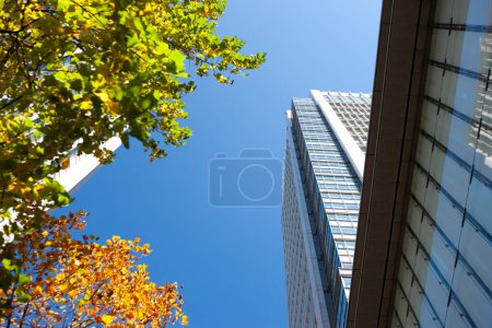 Foto de Vista inferior del moderno edificio de oficinas en la ciudad japonesa - Imagen libre de derechos
