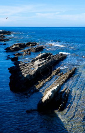Téléchargez les photos : Côte de mer avec vagues bleues - en image libre de droit