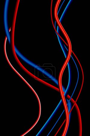 Téléchargez les photos : Abstraites courbes rouges et bleues sur fond sombre - en image libre de droit