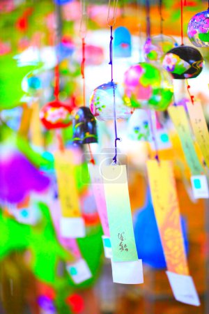 Photo for Close-up view of beautiful traditional Japanese glass wind chimes - Royalty Free Image