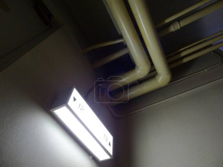 Photo for Pipes in urban building, pipes of an industrial heating system - Royalty Free Image