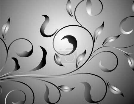 Photo for A silver floral background with a swirly design - Royalty Free Image