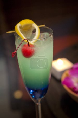 a glass of fresh China Blue cocktail 