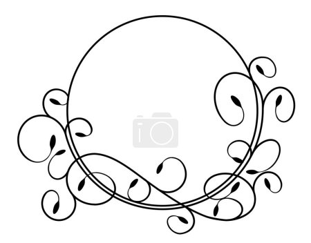 Téléchargez les photos : Une image en noir et blanc d'un cadre rond avec des feuilles - en image libre de droit