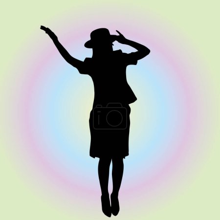 Téléchargez les photos : Une femme dans un chapeau et une robe est silhouette - en image libre de droit