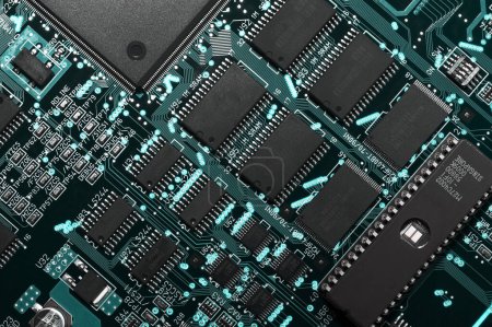 Photo for Computer motherboard with components, closeup view - Royalty Free Image