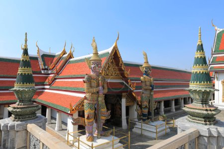 Photo for Wat Phra Kaew in Bangkok, Thailand - is a sacred temple and it's a part of the Thai grand palace, the Temple houses an ancient Emerald Buddha - Royalty Free Image
