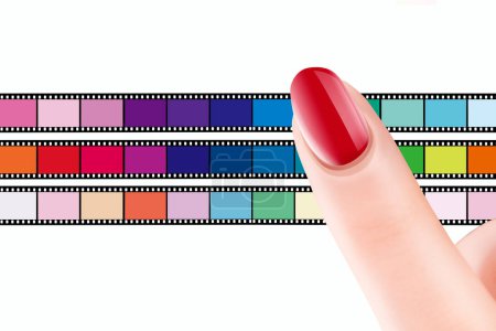Photo for Female index finder touching film strip, illustration - Royalty Free Image
