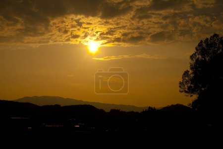 Photo for Beautiful landscape with mountains and scenic sunset sky - Royalty Free Image