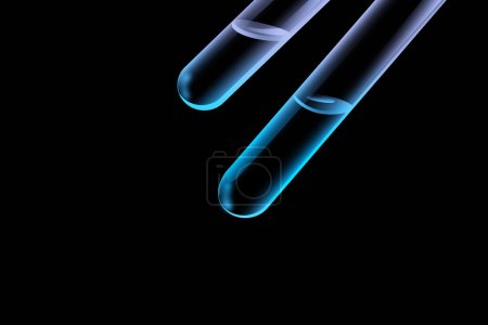 Foto de Primer plano de los tubos de ensayo sobre fondo oscuro, ciencia y medicina - Imagen libre de derechos