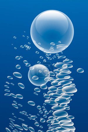 Photo for Abstract air bubbles on blue background - Royalty Free Image
