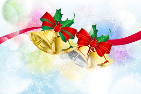 Téléchargez les photos : Cloches de Noël et des arcs sur fond flou. carte de Noël. - en image libre de droit