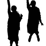 silhouette of women on a white background