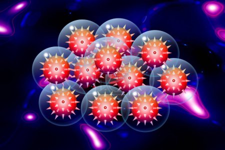 Photo for Virus cells on dark background, coronavirus outbreak background. - Royalty Free Image