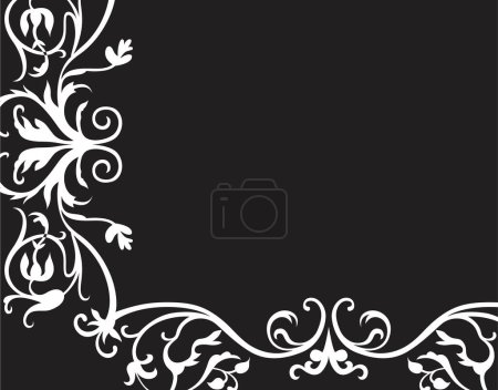 Téléchargez les photos : Fond noir avec ornement floral - en image libre de droit