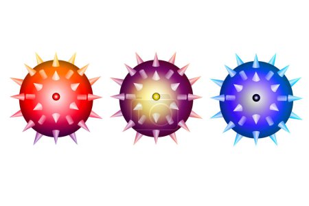Téléchargez les photos : Cellules virales sur fond blanc, fond de l'épidémie de coronavirus. - en image libre de droit