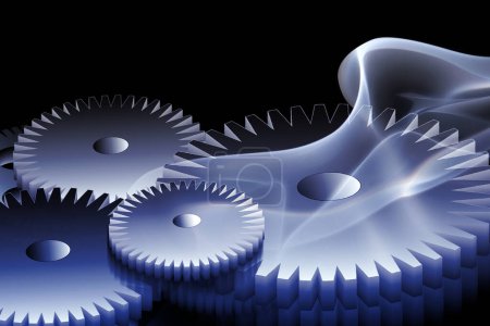 Photo for Group of gears on black background, close-up - Royalty Free Image