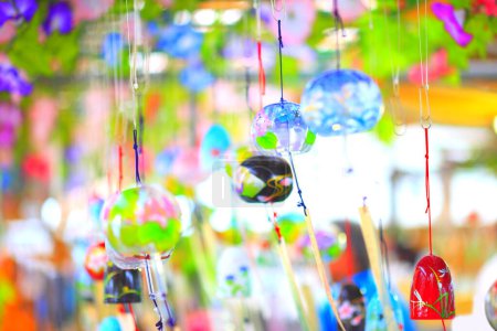 Photo for Close-up view of beautiful traditional Japanese glass wind chimes - Royalty Free Image