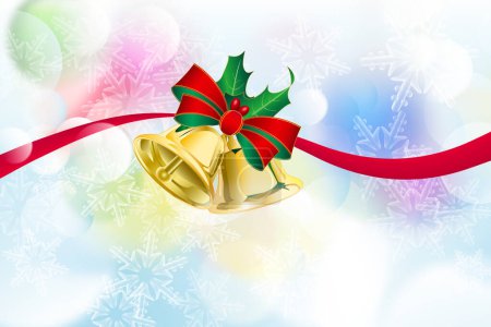 Téléchargez les photos : Cloches de Noël et arc sur fond flou. carte de Noël. - en image libre de droit