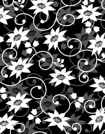 Foto de Plantilla de patrón floral abstracto, fondo decorativo con siluetas de plantas - Imagen libre de derechos