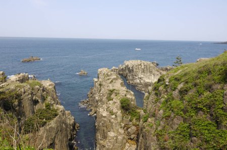 Photo for Seaside Cliffs. Tojinbo Cliffs in northern Fukui Prefecture, Japan. - Royalty Free Image