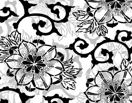 Foto de Plantilla de patrón floral abstracto, fondo decorativo con siluetas de plantas - Imagen libre de derechos