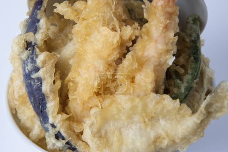 Photo for A cuisine shot of fried shrimps in small bowl, tempura, Japanese food - Royalty Free Image
