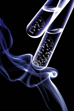 Photo for Close-up view of test tubes on dark background, science and medicine concept - Royalty Free Image