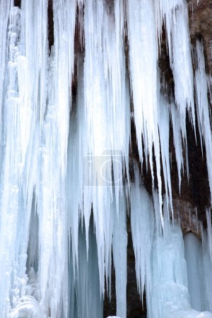 Téléchargez les photos : Cascade gelée dans la forêt - en image libre de droit
