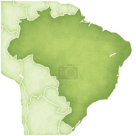Téléchargez les photos : Brésil carte verte isolée sur fond blanc - en image libre de droit