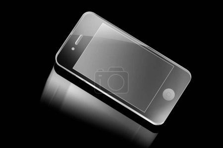 Foto de Smartphone moderno aislado sobre fondo negro - Imagen libre de derechos