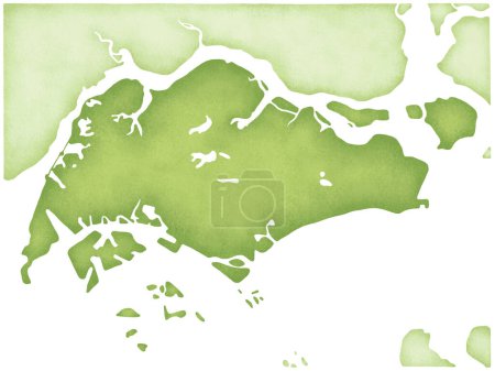 Téléchargez les photos : Carte verte de Singapour isolée sur fond blanc - en image libre de droit