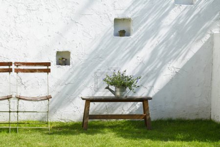Foto de Plano escénico de hermoso jardín de la casa japonesa moderna - Imagen libre de derechos