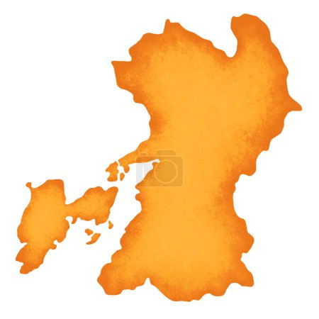 Photo for Map of Kumamoto, Japan, isolated on white background - Royalty Free Image