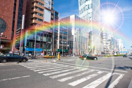 Photo for Rainbow over the city. Tokyo, Japan. - Royalty Free Image