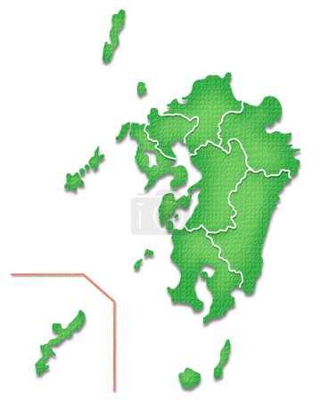 Photo for Map of Kagoshima, Japan, isolated on white background - Royalty Free Image