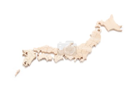 Photo for A map of a wooden shape of the country on white - Royalty Free Image