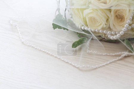 Photo for Bridal bouquet made from white roses - Royalty Free Image