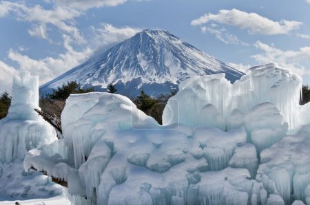 Foto de Monte fuji y hielo congelado en Japón - Imagen libre de derechos