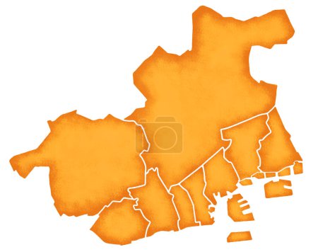 Téléchargez les photos : Carte de Kobe, Japon, isolé sur fond blanc - en image libre de droit