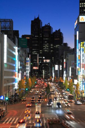 Téléchargez les photos : Paysage urbain moderne avec bâtiments et personnes à Tokyo, Japon. - en image libre de droit