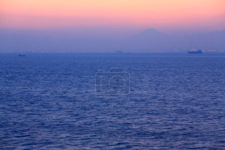 Photo for Ocean landscape at the sunset with ships - Royalty Free Image