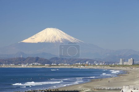 Téléchargez les photos : Vue sur la mer et la montagne Fuji au Japon - en image libre de droit